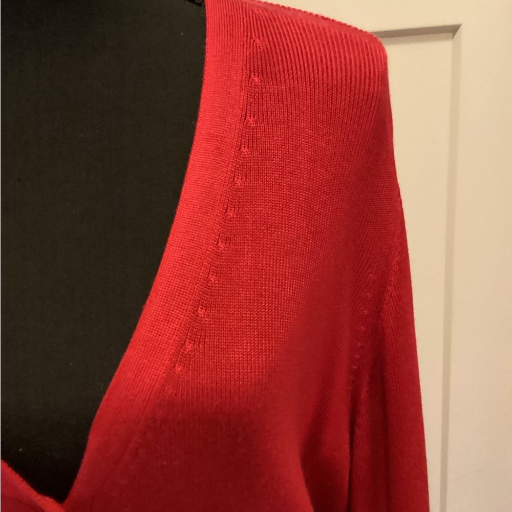 Preston & York Vibrant Red V-Neck Cardigan - Picture 2 of 2